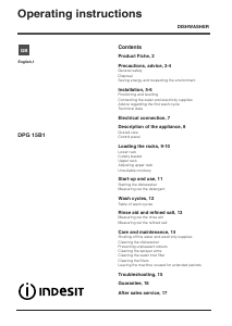 Bruksanvisning Indesit DPG 15B1 NX UK Diskmaskin