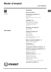 Mode d’emploi Indesit DFG 26B16 FR Lave-vaisselle