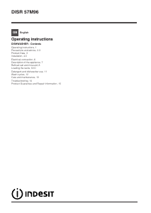 Bruksanvisning Indesit DISR 57M96 Z UK Diskmaskin