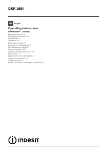 Manual Indesit DSR 26B1 UK Dishwasher