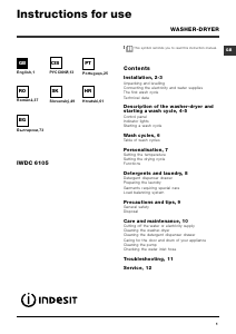 Manual Indesit IWDC 6105 (EU) Mașină de spalat cu uscator