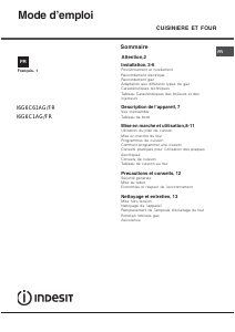 Mode d’emploi Indesit I6G6C1AG(W)/FR Cuisinière