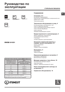 Руководство Indesit BWSB 61051 Стиральная машина