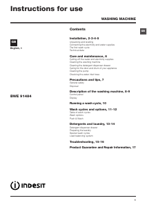 Bruksanvisning Indesit BWE 91484X S UK Tvättmaskin