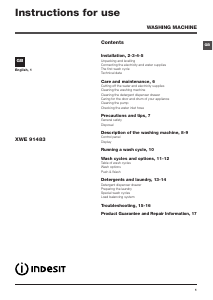 Bruksanvisning Indesit XWE 91483X K UK Tvättmaskin