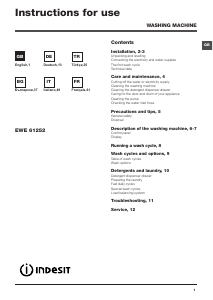 Manuale Indesit EWE 61252 W EU Lavatrice