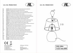 Instrukcja Reality R50631089 Luxor Lampa