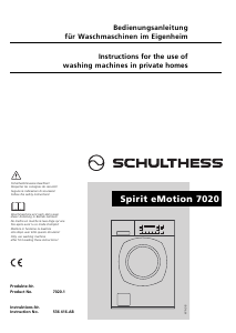 Manual Schulthess Spirit eMotion 7020 Washing Machine