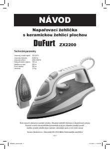 Manuál DuFurt ZX2200 Žehlička