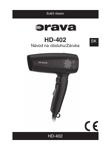 Návod Orava HD-402 Fén na vlasy
