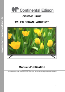 Mode d’emploi Continental Edison CELED651116B7 Téléviseur LED