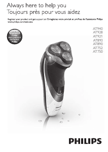 Mode d’emploi Philips AT893 AquaTouch Rasoir électrique