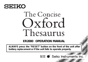 Handleiding Seiko ER2000 Elektronisch woordenboek