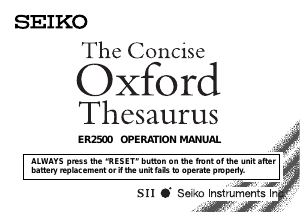 Handleiding Seiko ER2500 Elektronisch woordenboek