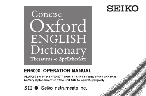 Bruksanvisning Seiko ER6000 Elektronisk ordbok