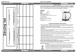 Návod Orava VK-2080 Kanvica