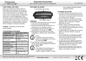 Mode d’emploi General Office NC-3397-675 Destructeur