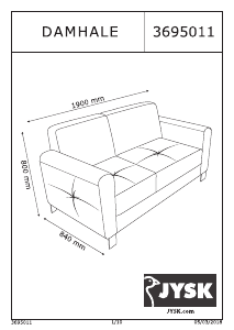 Bedienungsanleitung JYSK Damhale (190x80x84) Sofa