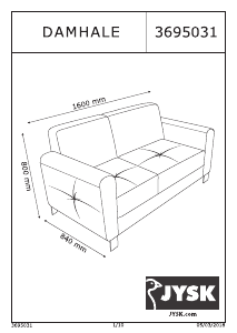 Hướng dẫn sử dụng JYSK Damhale (158x80x84) Ghế sofa
