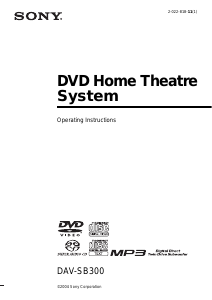 Bruksanvisning Sony DAV-SB300 Hembiopaket