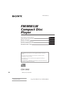 Mode d’emploi Sony CDX-3002 Autoradio