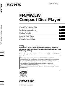 Mode d’emploi Sony CDX-CA900 Autoradio
