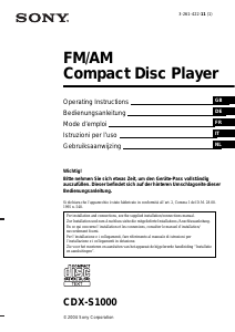 Mode d’emploi Sony CDX-S1000 Autoradio