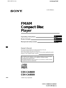 Manual Sony CDX-CA850X Car Radio
