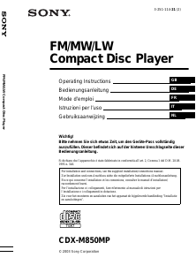 Mode d’emploi Sony CDX-M850MP Autoradio