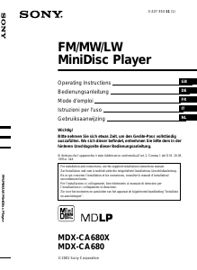 Mode d’emploi Sony MDX-CA680 Autoradio