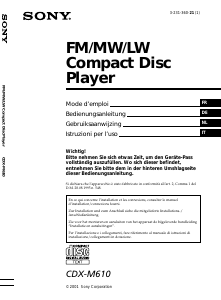 Mode d’emploi Sony CDX-M610 Autoradio