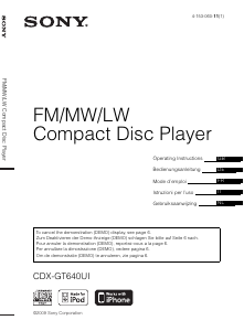 Mode d’emploi Sony CDX-GT640UI Autoradio