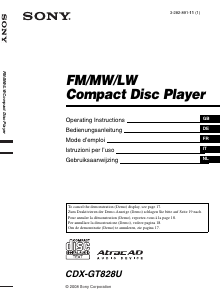 Mode d’emploi Sony CDX-GT828 Autoradio