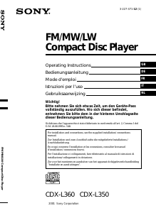 Mode d’emploi Sony CDX-L360 Autoradio