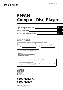 Mode d’emploi Sony CDX-M8805X Autoradio