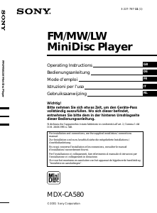 Mode d’emploi Sony MDX-CA580 Autoradio