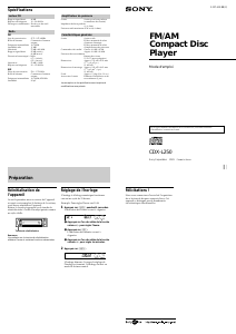 Mode d’emploi Sony CDX-L250 Autoradio