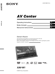 Mode d’emploi Sony XAV-W1 Autoradio