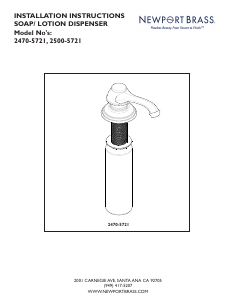 Посібник Newport Brass 2500-5721 Дозатор для рідкого мила