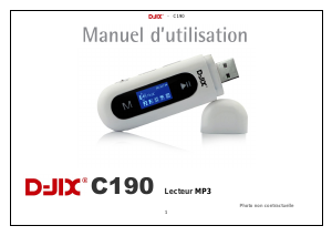 Mode d’emploi D-Jix C190 Lecteur Mp3
