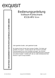 Bedienungsanleitung Exquisit KS16-4RV Kühlschrank