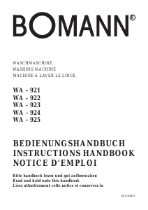 Mode d’emploi Bomann WA 921 Lave-linge