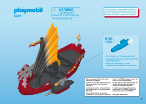 Manual Playmobil set 6497 Accessories Barco dragão com canhões