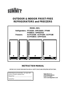 Manual Summit SCFF52WXCSSHV Freezer