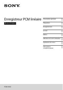 Mode d’emploi Sony PCM-D100 Enregistreur numérique