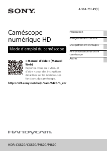 Mode d’emploi Sony HDR-PJ670 Caméscope