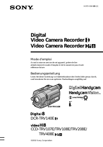 Mode d’emploi Sony CCD-TRV208E Caméscope