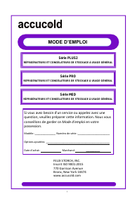 Mode d’emploi Accucold VT65MLBI7PLUS2 Congélateur