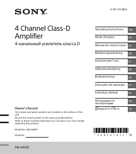 Mode d’emploi Sony XM-S400D Amplificateur de voiture