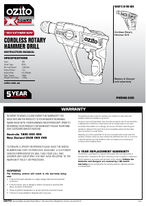 Manual Ozito PXRHS-300 Rotary Hammer